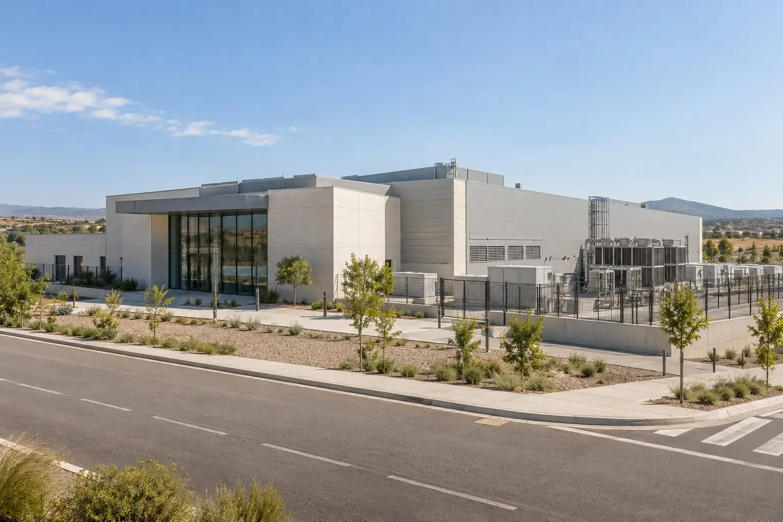 Architectural illustration of a data centre in Madrid