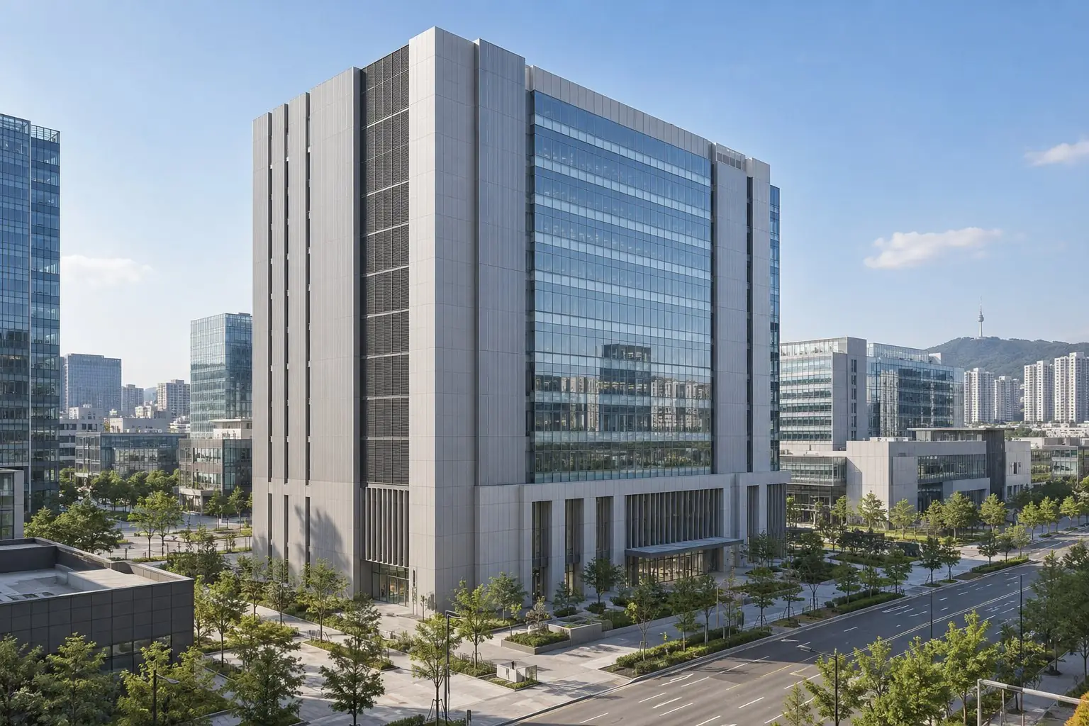 Architectural illustration of a data centre in Seoul