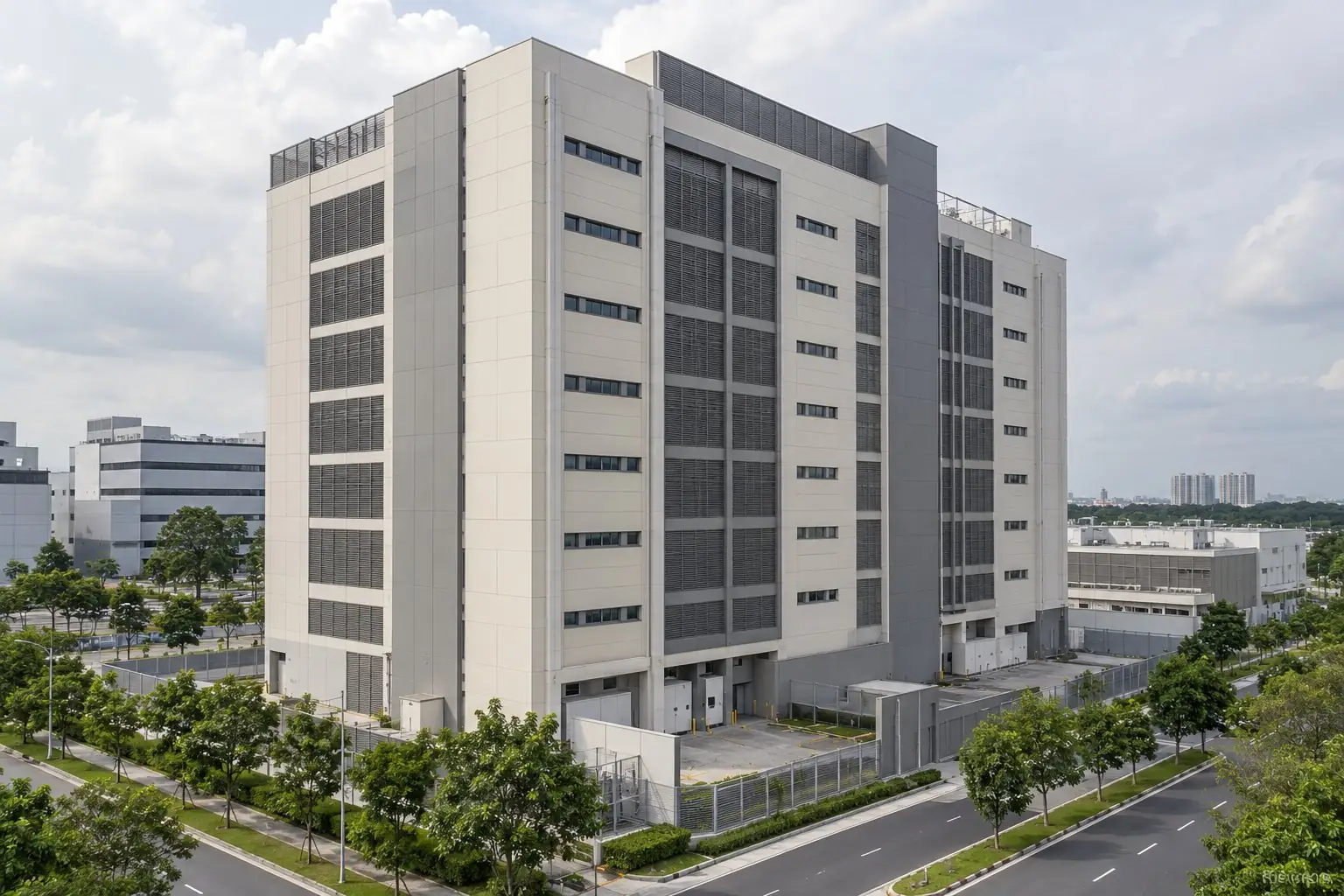 Architectural illustration of a data centre in Singapore