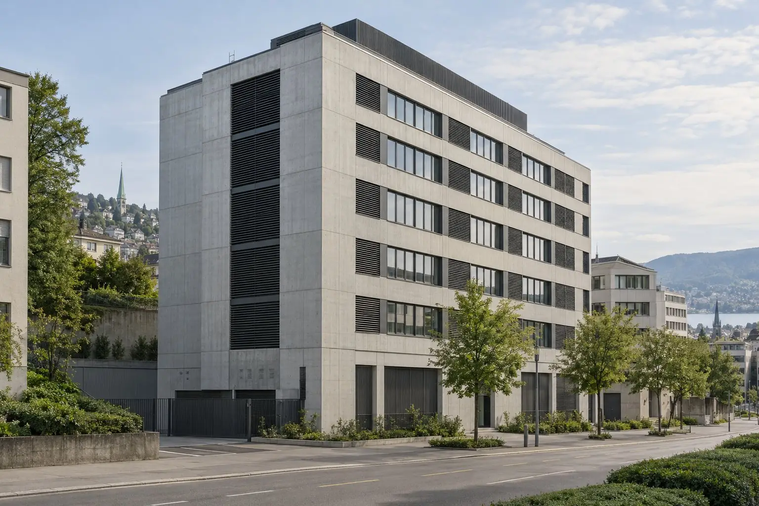 Architectural illustration of a data centre in Zurich